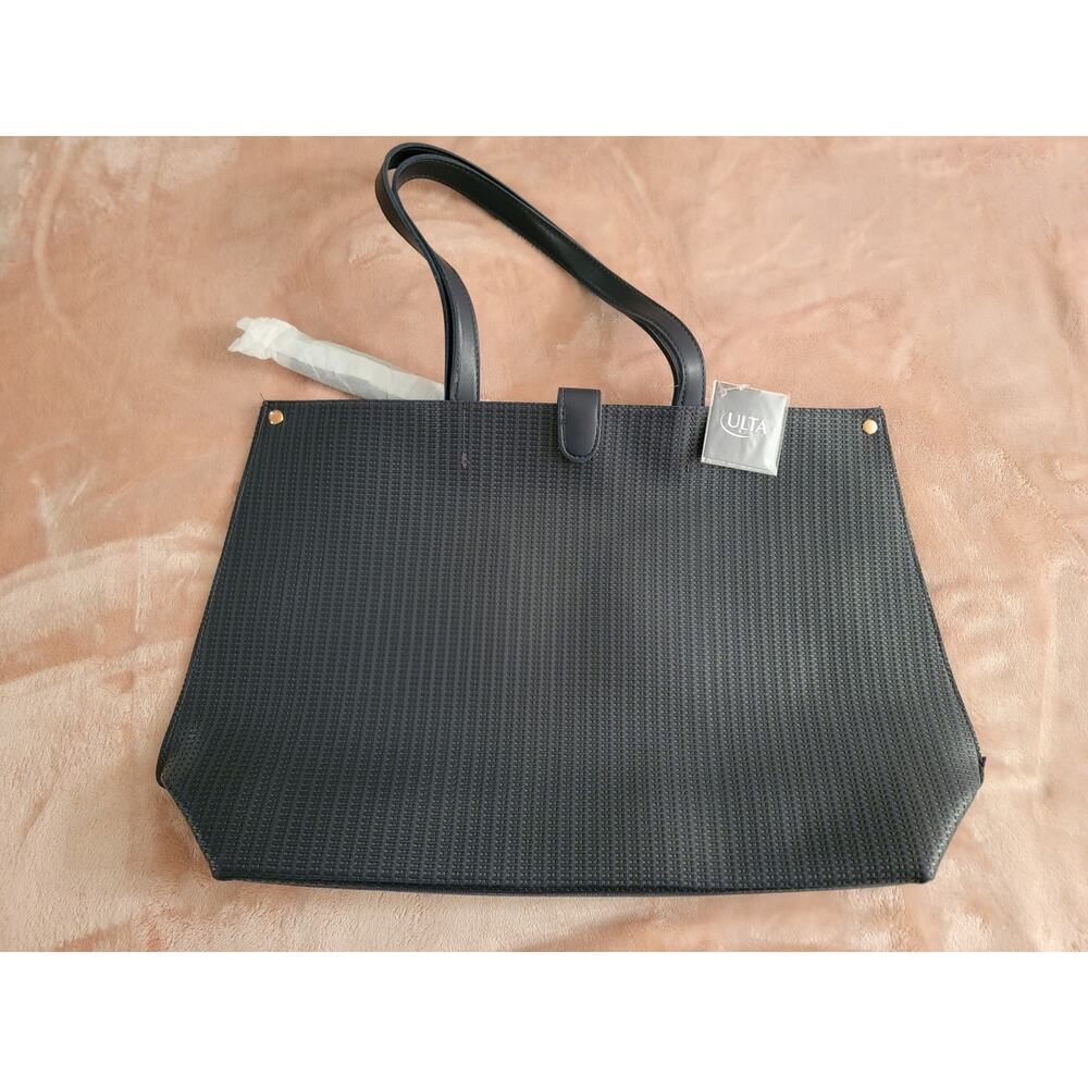 ULTA BEAUTY Large Navy Blue Tote Bag w/ Gold Accents & Snap Closure NWT